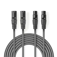   Szimmetrikus Audió Kábel | 2x XLR 3-tűs Dugasz | 2x XLR 3-Pin Aljzat | Nikkelezett | 0.50 m | Kerek | PVC | Sötét Szürke | Kartondoboz