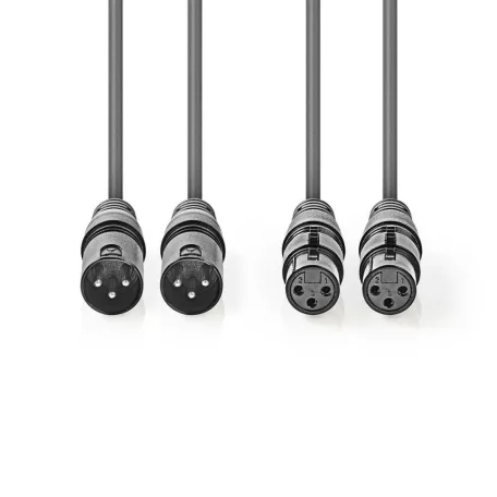 Szimmetrikus Audió Kábel | 2x XLR 3-tűs Dugasz | 2x XLR 3-Pin Aljzat | Nikkelezett | 0.50 m | Kerek | PVC | Sötét Szürke | Kartondoboz
