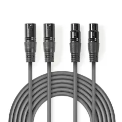   Szimmetrikus Audió Kábel | 2x XLR 3-tűs Dugasz | 2x XLR 3-Pin Aljzat | Nikkelezett | 1.50 m | Kerek | PVC | Sötét Szürke | Kartondoboz