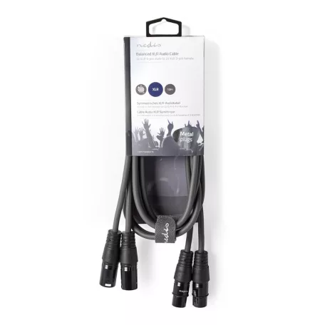 Szimmetrikus Audió Kábel | 2x XLR 3-tűs Dugasz | 2x XLR 3-Pin Aljzat | Nikkelezett | 1.50 m | Kerek | PVC | Sötét Szürke | Kartondoboz