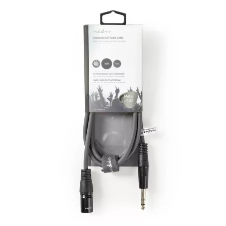 Szimmetrikus Audió Kábel | XLR 3-Tűs Dugasz | 6.35 mm Dugasz | Nikkelezett | 1.50 m | Kerek | PVC | Sötét Szürke | Kartondoboz
