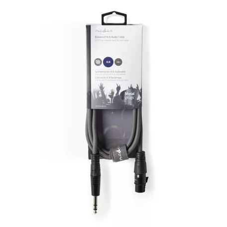 Szimmetrikus Audió Kábel | XLR 3-Tűs Aljzat | 6.35 mm Dugasz | Nikkelezett | 1.50 m | Kerek | PVC | Sötét Szürke | Kartondoboz