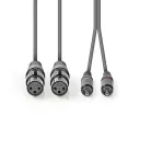 Szimmetrikus Audió Kábel | 2x XLR 3-Pin Aljzat | 2x RCA Dugasz | Nikkelezett | 3.00 m | Kerek | PVC | Sötét Szürke | Kartondoboz
