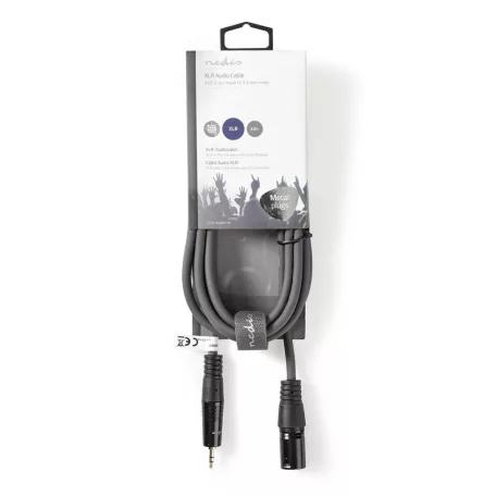 Szimmetrikus Audió Kábel | XLR 3-Tűs Dugasz | 3.5 mm Dugasz | Nikkelezett | 3.00 m | Kerek | PVC | Sötét Szürke | Kartondoboz