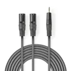 Szimmetrikus Audió Kábel | 2x XLR 3-tűs Dugasz | 3.5 mm Dugasz | Nikkelezett | 1.50 m | Kerek | PVC | Sötét Szürke | Kartondoboz