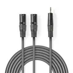   Szimmetrikus Audió Kábel | 2x XLR 3-tűs Dugasz | 3.5 mm Dugasz | Nikkelezett | 1.50 m | Kerek | PVC | Sötét Szürke | Kartondoboz