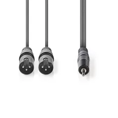   Szimmetrikus Audió Kábel | 2x XLR 3-tűs Dugasz | 3.5 mm Dugasz | Nikkelezett | 1.50 m | Kerek | PVC | Sötét Szürke | Kartondoboz