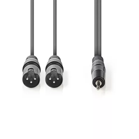 Szimmetrikus Audió Kábel | 2x XLR 3-tűs Dugasz | 3.5 mm Dugasz | Nikkelezett | 1.50 m | Kerek | PVC | Sötét Szürke | Kartondoboz