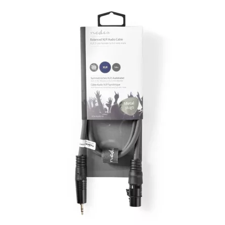 Szimmetrikus Audió Kábel | XLR 3-Tűs Aljzat | 3.5 mm Dugasz | Nikkelezett | 1.00 m | Kerek | PVC | Sötét Szürke | Kartondoboz