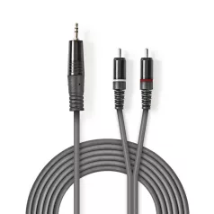   Sztereó audiokábel | 3.5 mm Dugasz | 2x RCA Dugasz | Nikkelezett | 1.50 m | Kerek | Sötét Szürke | Kartondoboz