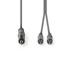 Sztereó audiokábel | 3.5 mm Dugasz | 2x RCA Dugasz | Nikkelezett | 1.50 m | Kerek | Sötét Szürke | Kartondoboz