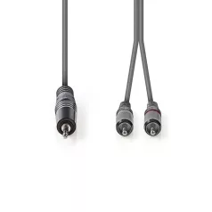   Sztereó audiokábel | 3.5 mm Dugasz | 2x RCA Dugasz | Nikkelezett | 1.50 m | Kerek | Sötét Szürke | Kartondoboz