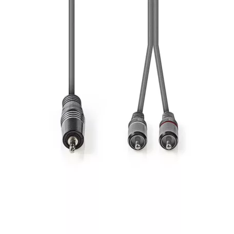 Sztereó audiokábel | 3.5 mm Dugasz | 2x RCA Dugasz | Nikkelezett | 1.50 m | Kerek | Sötét Szürke | Kartondoboz