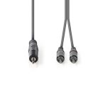 Sztereó audiokábel | 3.5 mm Dugasz | 2x RCA Dugasz | Nikkelezett | 3.00 m | Kerek | Sötét Szürke | Kartondoboz