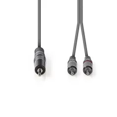   Sztereó audiokábel | 3.5 mm Dugasz | 2x RCA Dugasz | Nikkelezett | 3.00 m | Kerek | Sötét Szürke | Kartondoboz