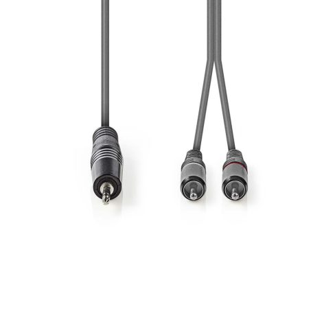Sztereó audiokábel | 3.5 mm Dugasz | 2x RCA Dugasz | Nikkelezett | 3.00 m | Kerek | Sötét Szürke | Kartondoboz
