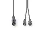 Sztereó audiokábel | 3.5 mm Dugasz | 2x RCA Dugasz | Nikkelezett | 5.00 m | Kerek | Sötét Szürke | Kartondoboz