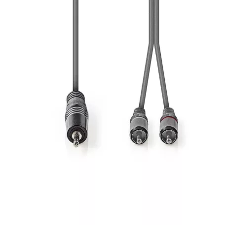 Sztereó audiokábel | 3.5 mm Dugasz | 2x RCA Dugasz | Nikkelezett | 5.00 m | Kerek | Sötét Szürke | Kartondoboz