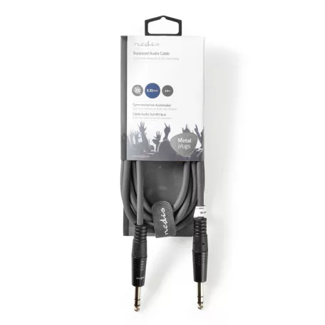 Sztereó audiokábel | 6.35 mm Dugasz | 6.35 mm Dugasz | Nikkelezett | 3.00 m | Kerek | Sötét Szürke | Kartondoboz