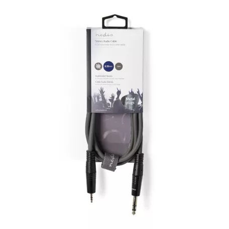 Sztereó audiokábel | 6.35 mm Dugasz | 3.5 mm Dugasz | Nikkelezett | 1.50 m | Kerek | Sötét Szürke | Kartondoboz