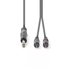   Sztereó audiokábel | 6.35 mm Dugasz | 2x RCA Dugasz | Nikkelezett | 1.50 m | Kerek | Sötét Szürke | Kartondoboz