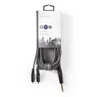 Sztereó audiokábel | 6.35 mm Dugasz | 2x RCA Dugasz | Nikkelezett | 3.00 m | Kerek | Sötét Szürke | Kartondoboz