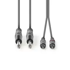   Sztereó audiokábel | 2x 6.35 mm Dugasz | 2x RCA Dugasz | Nikkelezett | 1.50 m | Kerek | Sötét Szürke | Kartondoboz