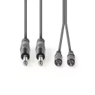 Sztereó audiokábel | 2x 6.35 mm Dugasz | 2x RCA Dugasz | Nikkelezett | 5.00 m | Kerek | Sötét Szürke | Kartondoboz