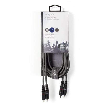 Sztereó audiokábel | 2x RCA Dugasz | 2x RCA Dugasz | Nikkelezett | 3.00 m | Kerek | Sötét Szürke | Kartondoboz