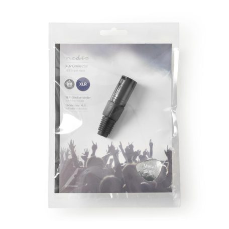 XLR csatlakozó | Egyenes | Dugasz | Nikkelezett | Forrasztás | Bemenő kábel átmérő: 5.0 mm | Fém | Fekete | 1 db | Műanyag Zacskó