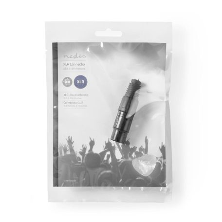 XLR csatlakozó | Egyenes | Aljzat | Nikkelezett | Forrasztás | Bemenő kábel átmérő: 5.0 mm | Fém | Fekete | 1 db | Műanyag Zacskó