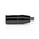 XLR adapter | XLR 3-Tűs Dugasz | RCA Aljzat | Nikkelezett | Egyenes | Fém | Fekete | 1 db | Műanyag Zacskó
