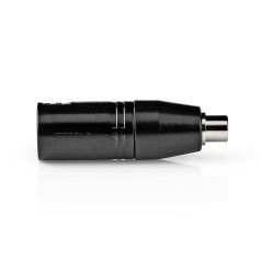   XLR adapter | XLR 3-Tűs Dugasz | RCA Aljzat | Nikkelezett | Egyenes | Fém | Fekete | 1 db | Műanyag Zacskó