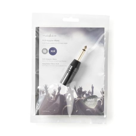 XLR adapter | XLR 3-Tűs Dugasz | 6.35 mm Dugasz | Nikkelezett | Egyenes | Fém | Fekete | 1 db | Műanyag Zacskó
