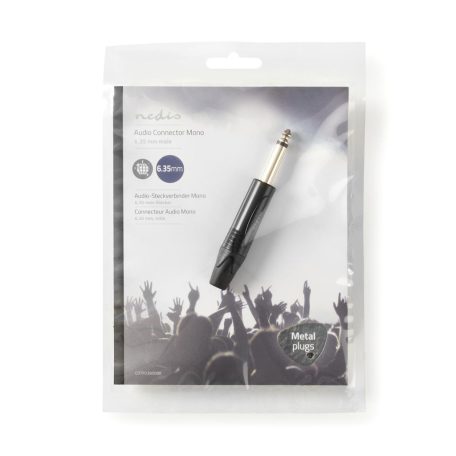 Audió csatlakozó | Egyenes | Dugasz | Nikkelezett | Forrasztó | Bemenő kábel átmérő: 6.0 mm | Alumínium | Fekete | Műanyag Zacskó | 1 db