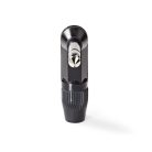 Audió csatlakozó | Szögben | Dugasz | Nikkelezett | Forrasztó | Bemenő kábel átmérő: 8.0 mm | Alumínium | Fekete | Műanyag Zacskó | 1 db