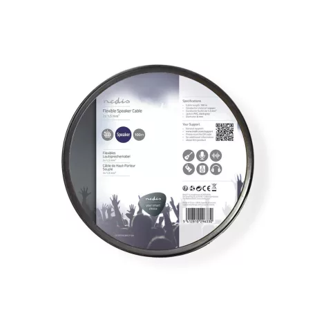 Hangszóró kábel | 2 x 1.50 mm² | Réz | 100.0 m | Kerek | PVC | Sötét Szürke | Tekercsben