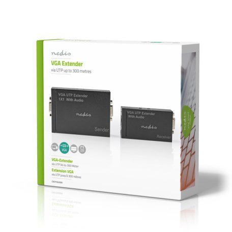 VGA Jelerősítő | VGA / Audio | Távolság eddig: 300 m | Cat5e / Cat6 | 1920x1200 | Euro / C típus (CEE 7/16)