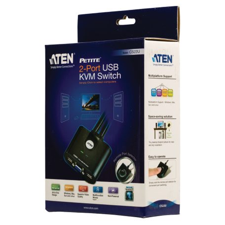 2-Port KVM Switch Fekete