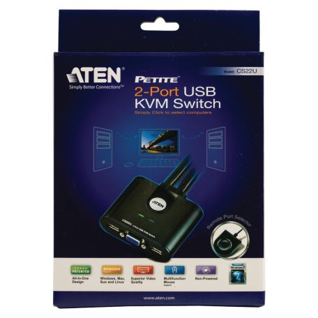 2-Port KVM Switch Fekete