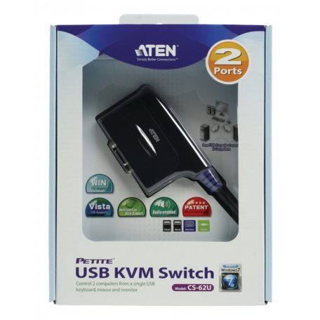 2-Port KVM Switch Fekete