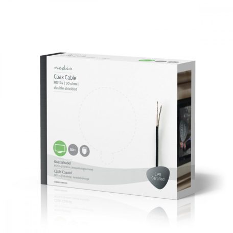 Koax Kábel Tekercsben | RG174 | 50 Ohm | Egyes Árnyékolás | ECA | 50.0 m | Coax | PVC | Fekete | Ajándék Dobozban