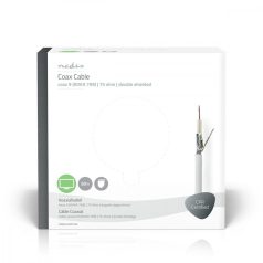   Koax Kábel Tekercsben | RG59 | 75 Ohm | Dupla Szigeteléssel | ECA | 50.0 m | Coax | PVC | Fehér | Ajándék Dobozban