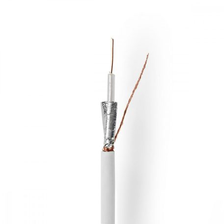 Koax Kábel Tekercsben | RG59U | 75 Ohm | Dupla Szigeteléssel | ECA | 25.0 m | Coax | PVC | Fehér | Ajándék Dobozban