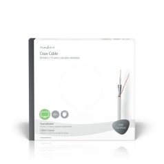   Koax Kábel Tekercsben | RG59U | 75 Ohm | Dupla Szigeteléssel | ECA | 25.0 m | Coax | PVC | Fehér | Ajándék Dobozban