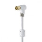 Koaxiális Kábel | IEC (Koax) Dugasz | IEC (Koax) Aljzat | Aranyozott | 75 Ohm | Dupla Szigeteléssel | 5.00 m | Kerek | PVC | Fehér | Műanyag Zacskó