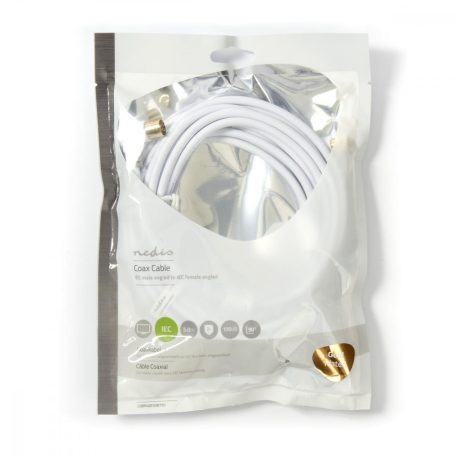 Koaxiális Kábel | IEC (Koax) Dugasz | IEC (Koax) Aljzat | Aranyozott | 75 Ohm | Dupla Szigeteléssel | 5.00 m | Kerek | PVC | Fehér | Műanyag Zacskó