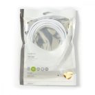 Koaxiális Kábel | IEC (Koax) Dugasz | IEC (Koax) Aljzat | Aranyozott | 75 Ohm | Dupla Szigeteléssel | 5.00 m | Kerek | PVC | Fehér | Műanyag Zacskó