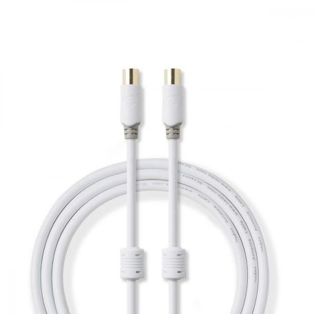 Koaxiális Kábel | IEC (Koax) Dugasz | IEC (Koax) Aljzat | Aranyozott | 75 Ohm | Dupla Szigeteléssel | 5.00 m | Kerek | PVC | Fehér | Műanyag Zacskó