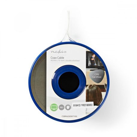 Koax Kábel Tekercsben | RG59U | 75 Ohm | Dupla Szigeteléssel | ECA | 10.0 m | Coax | PVC | Fehér | Tekercsben